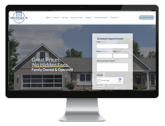 Michaels Garage Door Website Example by St. Johns Websites